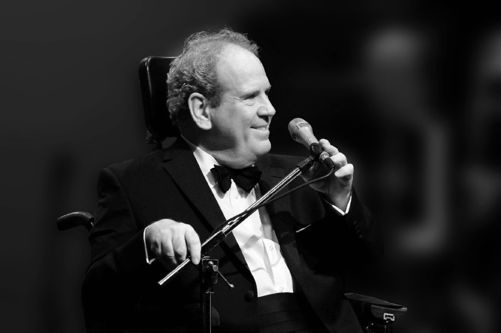 Black and white photo of Jazz Vocalist Joe Coughlin for his show 'Salute to Jazz Singers'